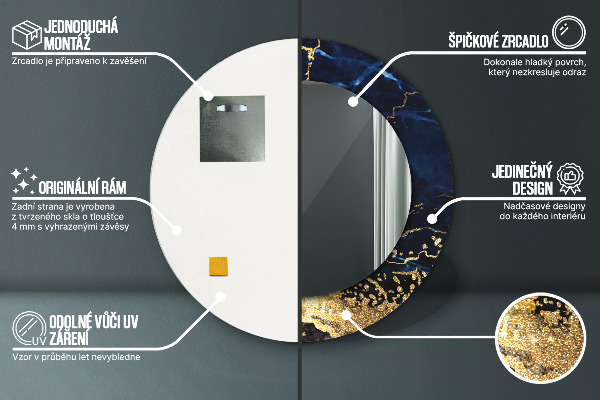 Rund spegel elegant Blå marmor