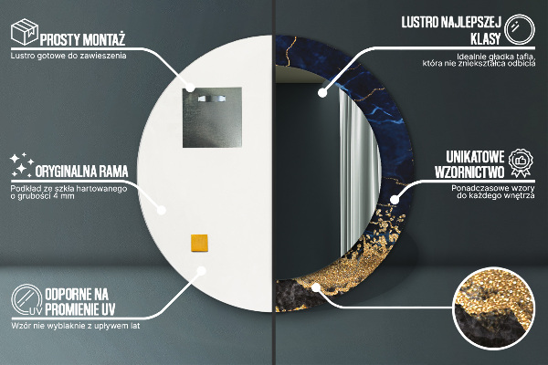 Rund spegel elegant Blå marmor