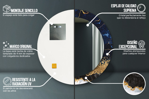 Rund spegel elegant Blå marmor