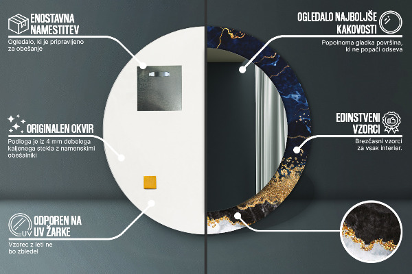 Rund spegel elegant Blå marmor