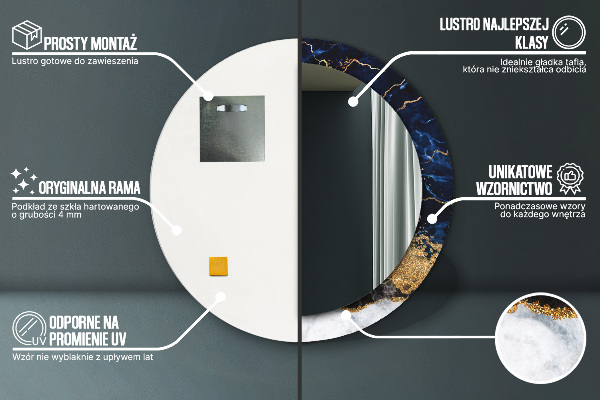 Rund spegel elegant Blå marmor