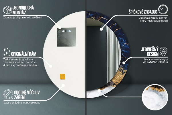 Rund spegel elegant Blå marmor