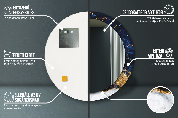 Rund spegel elegant Blå marmor