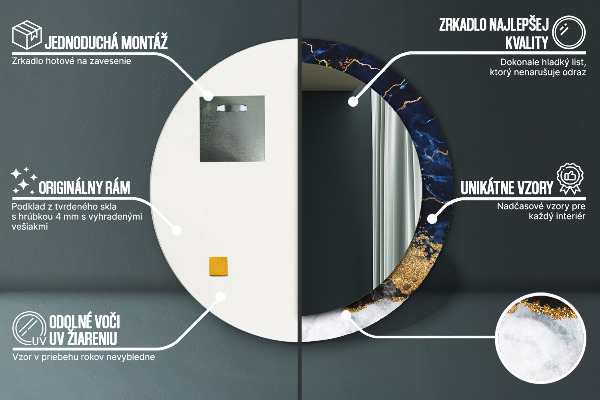 Rund spegel elegant Blå marmor