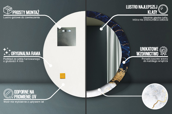 Rund spegel elegant Blå marmor