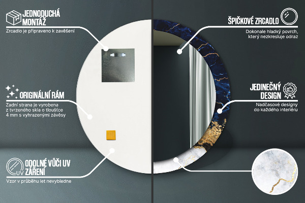 Rund spegel elegant Blå marmor