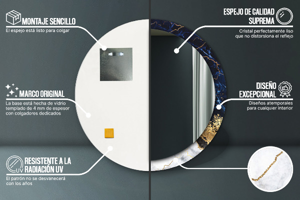 Rund spegel elegant Blå marmor