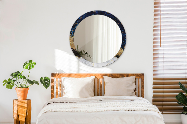 Rund spegel elegant Blå marmor