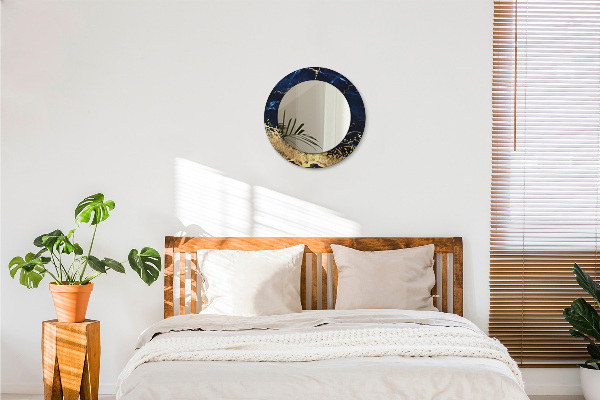 Rund spegel elegant Blå marmor