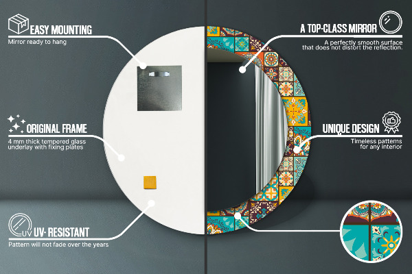 Rund spegel elegant Arabiskt mönster