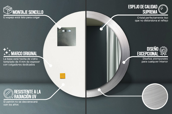 Rund spegel elegant Blankt stål