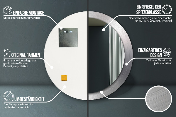 Rund spegel elegant Blankt stål