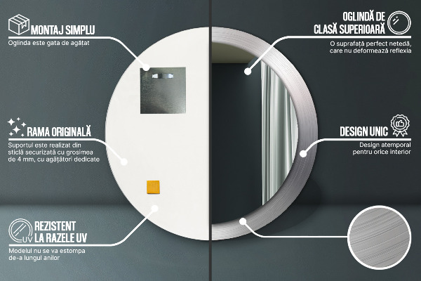 Rund spegel elegant Blankt stål