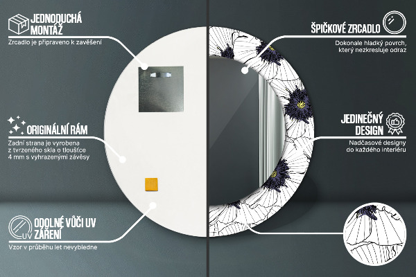 Rund spegel elegant Linjära blommor sammansättning