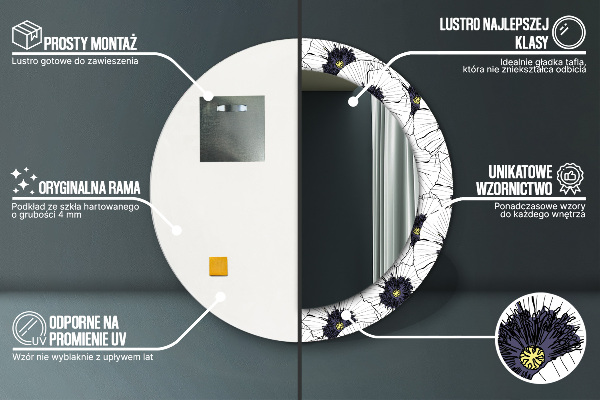 Rund spegel elegant Linjära blommor sammansättning