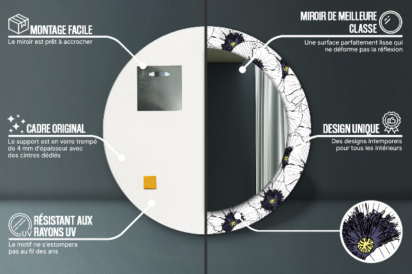 Rund spegel elegant Linjära blommor sammansättning