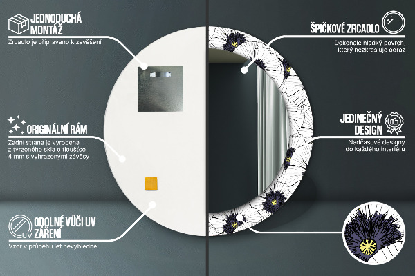 Rund spegel elegant Linjära blommor sammansättning