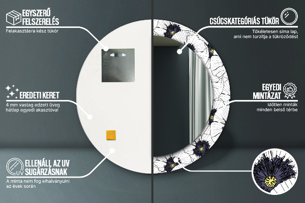 Rund spegel elegant Linjära blommor sammansättning