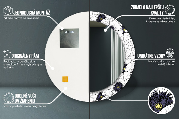 Rund spegel elegant Linjära blommor sammansättning