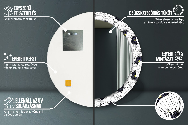 Rund spegel elegant Linjära blommor sammansättning