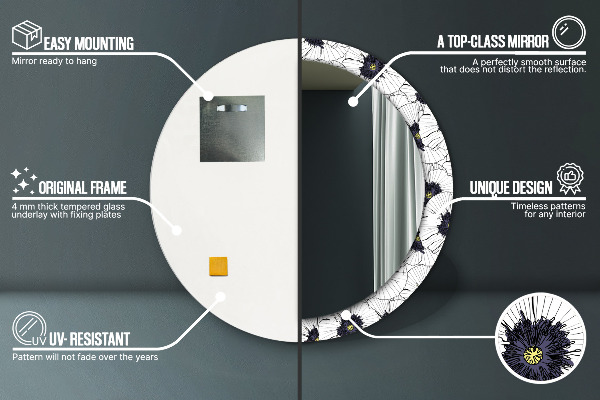 Rund spegel elegant Linjära blommor sammansättning