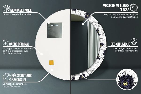 Rund spegel elegant Linjära blommor sammansättning