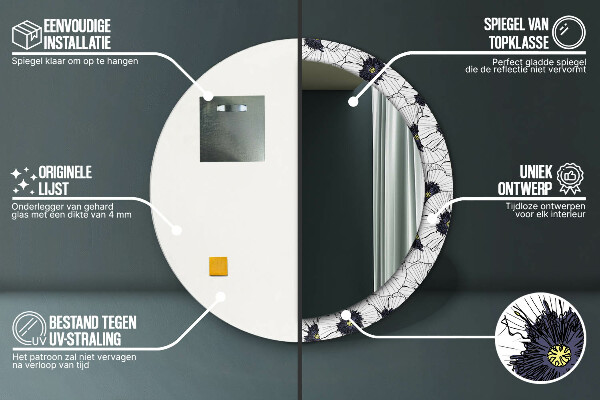 Rund spegel elegant Linjära blommor sammansättning