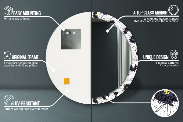 Rund spegel elegant Linjära blommor sammansättning