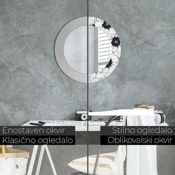 Rund spegel elegant Linjära blommor sammansättning