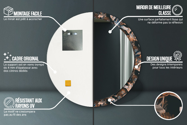 Rund spegel elegant Mörka tropiska löv