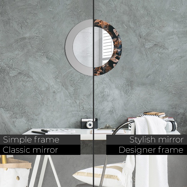 Rund spegel elegant Mörka tropiska löv