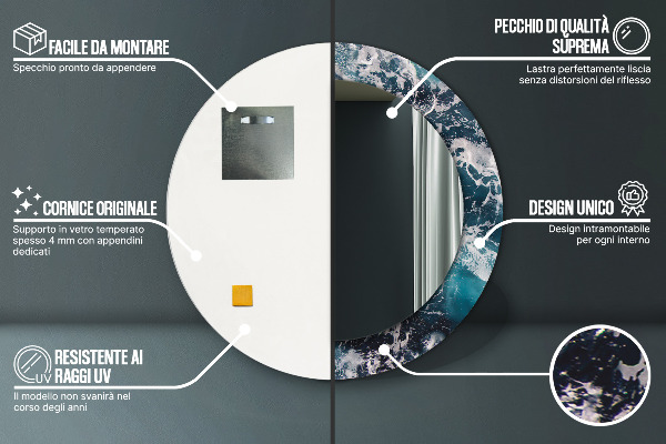 Rund spegel elegant Stormigt hav