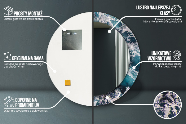 Rund spegel elegant Stormigt hav