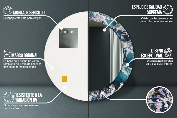 Rund spegel elegant Stormigt hav