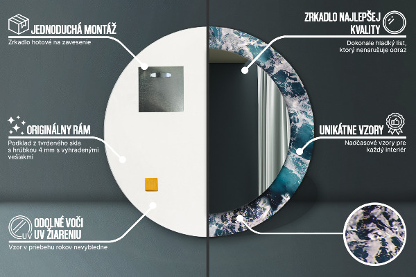 Rund spegel elegant Stormigt hav