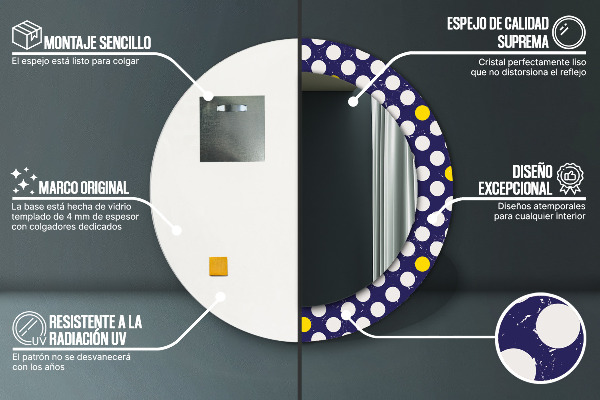 Rund spegel elegant Retro prickar