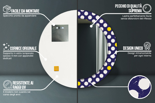 Rund spegel elegant Retro prickar