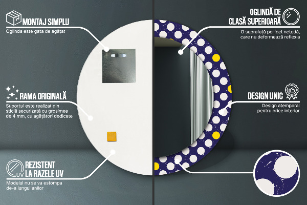 Rund spegel elegant Retro prickar