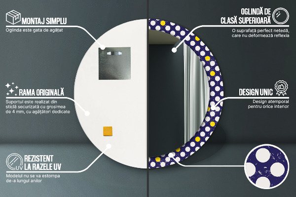 Rund spegel elegant Retro prickar