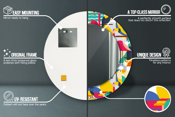 Rund spegel elegant Geometriska tropiska fåglar