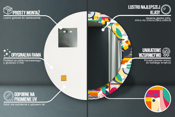 Rund spegel elegant Geometriska tropiska fåglar