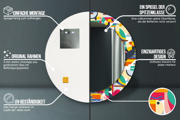 Rund spegel elegant Geometriska tropiska fåglar