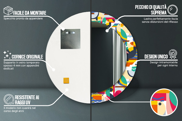 Rund spegel elegant Geometriska tropiska fåglar