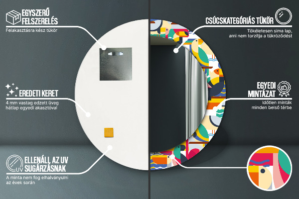 Rund spegel elegant Geometriska tropiska fåglar