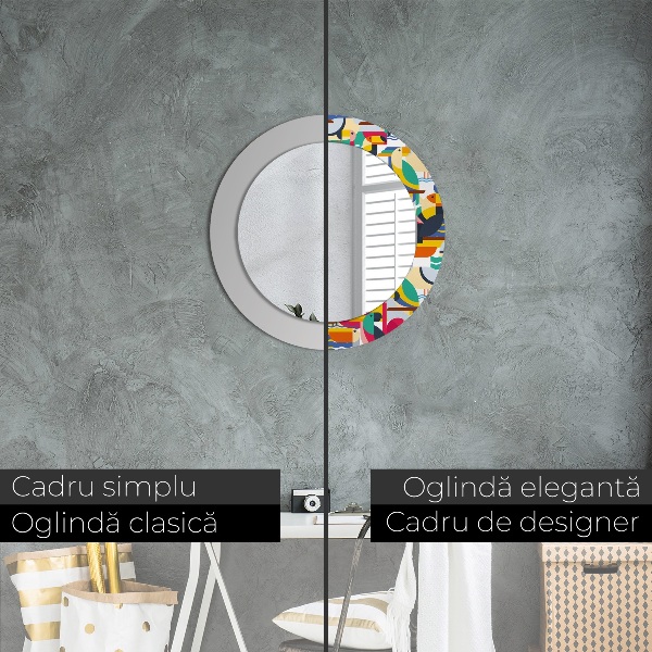 Rund spegel elegant Geometriska tropiska fåglar