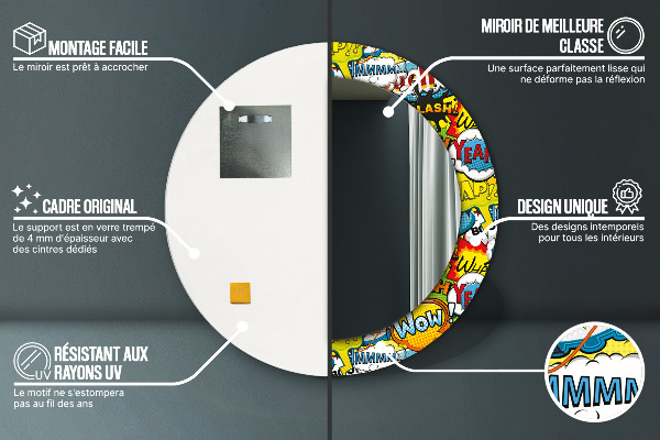 Rund spegel elegant Mönster i serietidningsstil