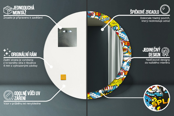 Rund spegel elegant Mönster i serietidningsstil