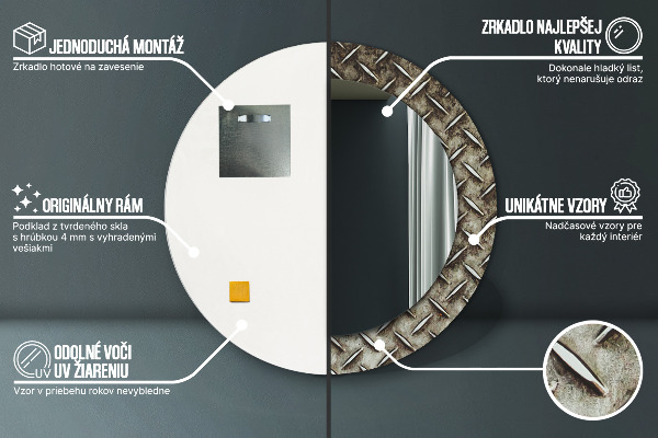 Rund spegel elegant Stål textur