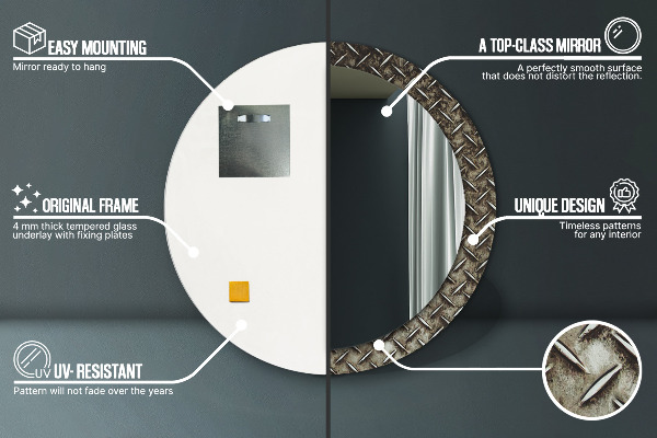 Rund spegel elegant Stål textur