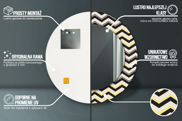 Rund spegel elegant Sicksack mönster